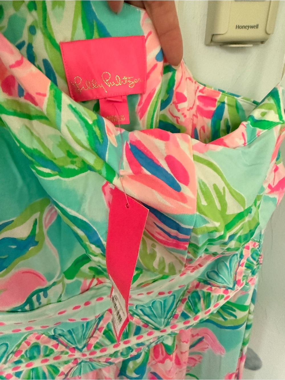 Lilly Pulitzer Pastel Pink & Mint Floral One-Shoulder Maxi Dress - Picture 5 of 5